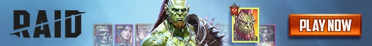 RAID: Shadow Legends promotional banner featuring an Orc Champion