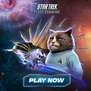 Star Trek Fleet Command artwork with an iconic Star Trek character