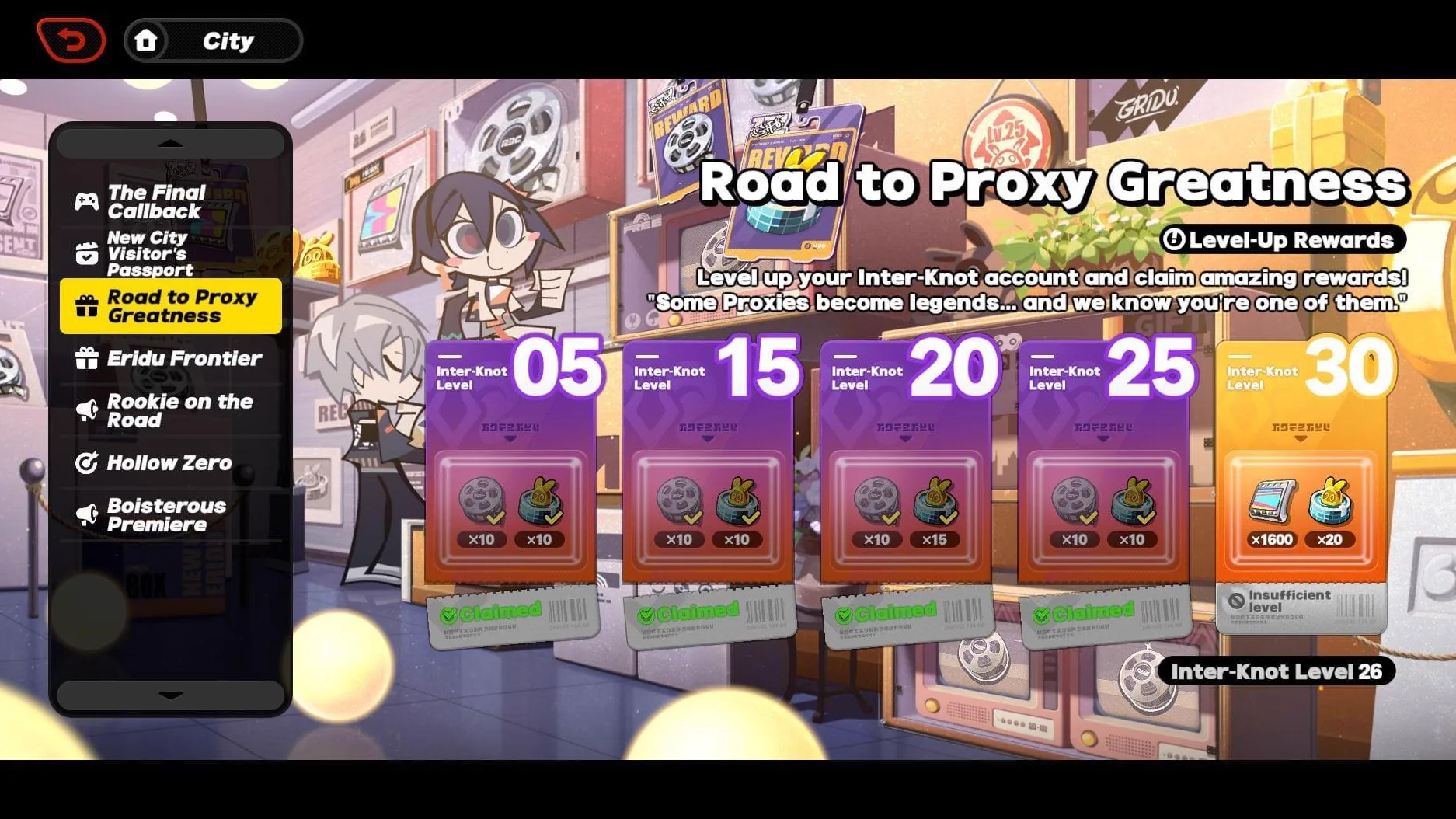 Road to Proxy Greatness permanent Inter-Knot reward track in Zenless Zone Zero